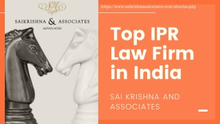 Top IPR Law Firm in India - Sai Krishna and Associates