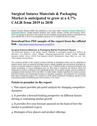 Global Surgical Sutures Materials & Packaging Market by Product Type, Diagnostics Laboratories, Test Type by Forecast 2