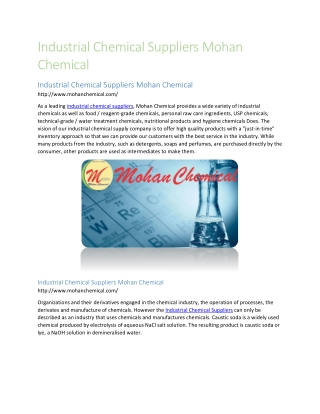 Industrial Chemical Suppliers Mohan Chemical