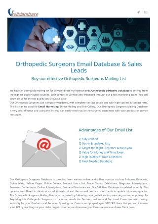 Orthopedic Surgeons User Database- USA