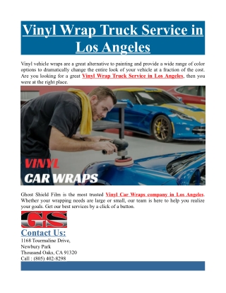 Vinyl Wrap Truck Service in Los Angeles