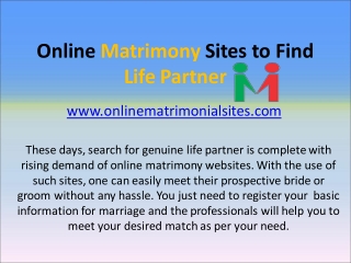 Online Matrimony for Life Partner Search