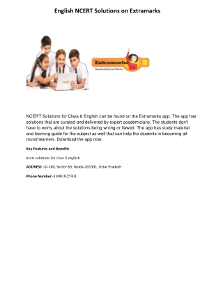 English NCERT Solutions on Extramarks