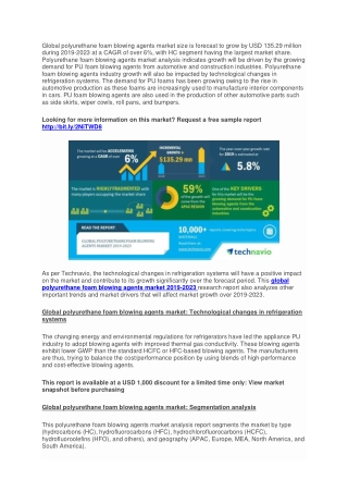 Polyurethane Foam Blowing Agents Market Outlook 2019 Industry Research by Type, Application, Product- Global Business Op