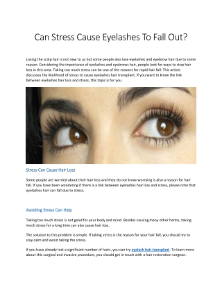 Can Stress Cause Eyelashes To Fall Out?