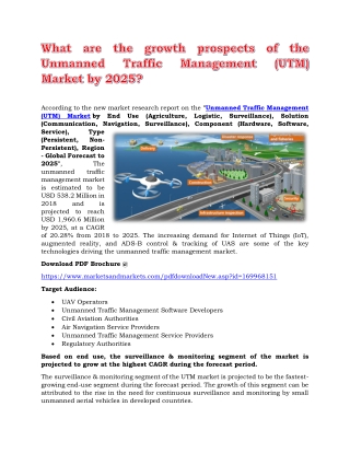 What are the growth prospects of the Unmanned Traffic Management (UTM) Market by 2025?