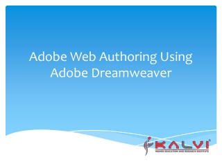 Adobe Web Authoring Using Adobe Dreamweaver