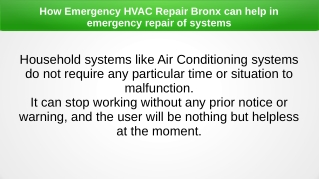 How Emergency HVAC Repair Bronx can help in emergency repair of systems