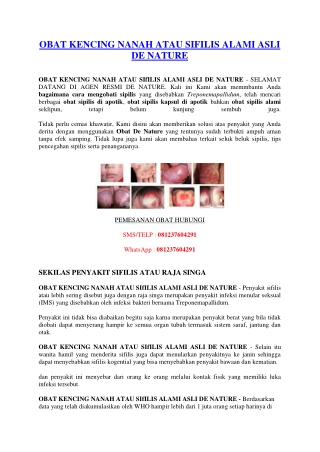 Obat Kencing Nanah Sifilis Alami Asli De Nature