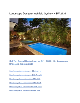 Landscape Designer Ashfield Sydney NSW 2131