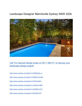 Landscape Designer Marrickville Sydney NSW 2204