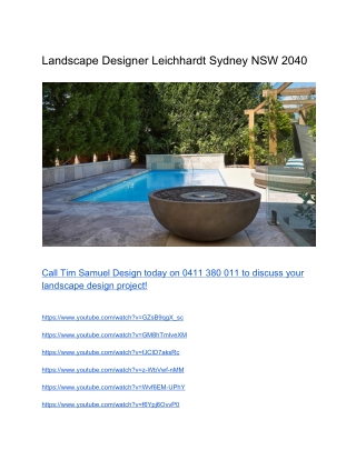 Landscape Designer Leichhardt Sydney NSW 2040