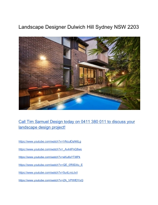 Landscape Designer Dulwich Hill Sydney NSW 2203