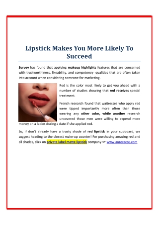 Lipstick Makes You More Likely To Succeed