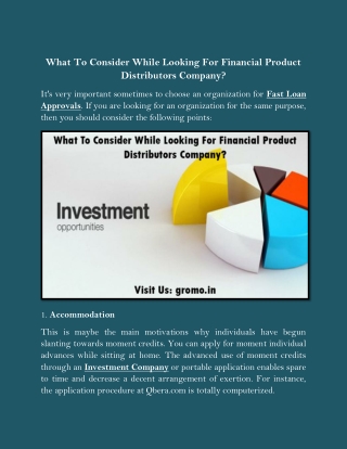 What To Consider While Looking For Financial Product Distributors Company?