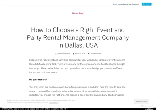 How to Choose a Right Event and Party Rental Management Company in Dallas, USA