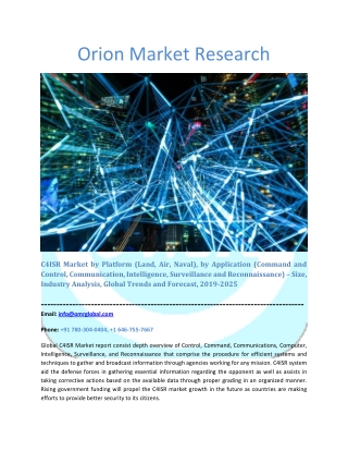 C4ISR Market Industry Size, Global Trends, Growth, Opportunities, Market Share and Market Forecast 2019-2025