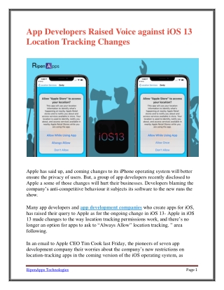 App Developers Raised Voice against iOS 13 Location Tracking Changes