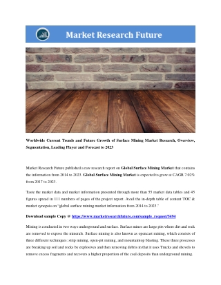 Surface Mining Market Research Report - Forecast To 2023