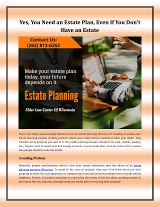 Yes, You Need an Estate Plan, Even If You Don't Have an Estate