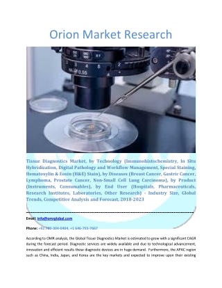 Tissue Diagnostics Market: Industry Growth, Size, Share and Forecast 2018-2023