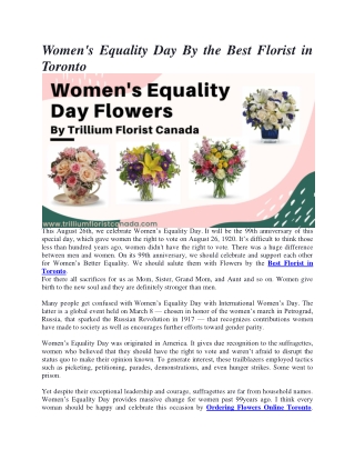 Women's Equality Day Canada 2019 - Trillium Florist Canada