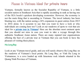 Places in Vietnam Ideal for Private Tours