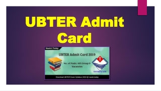 UBTER Admit Card 2019 | Check 401 Group D Vacancies Hall Ticket