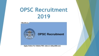 OPSC Recruitment 2019 | Online Form For Odisha PSC PGT Jobs