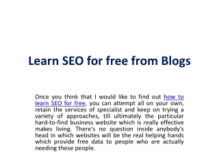 Learn SEO for free from Blogs