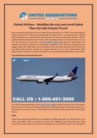 United Airlines – Redefine the way you travel Safest Place for Solo Female Travel