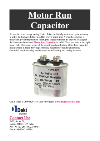 Motor Run Capacitor