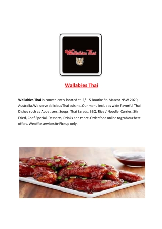 15% Off - Wallabies Thai-Mascot - Order Food Online