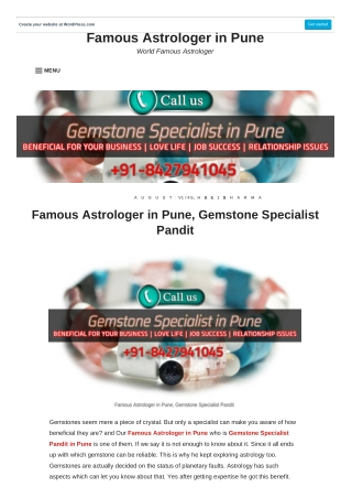 Famous Astrologer in Pune offer Gemstone Solution to our Clients