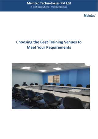 Choosing the best training venues to meet your requirements | Maintec