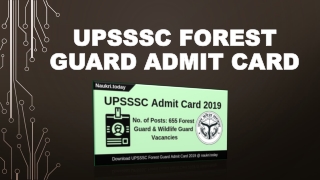 UPSSSC Forest Guard Admit Card 2019 Wildlife Guard Written Exam Date