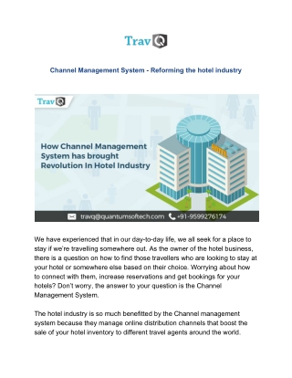 Channel Management System - Reforming the hotel industry