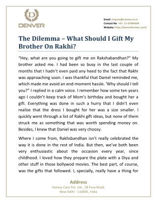 The Dilemma – What Should I Gift My Brother On Rakhi?