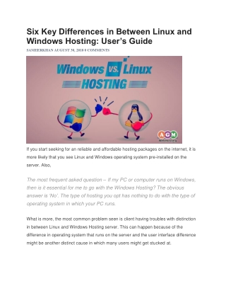 Six Key Differences in Between Linux and Windows Hosting: User’s Guide