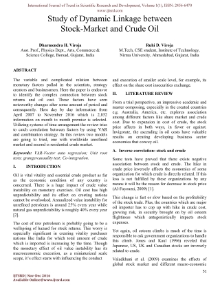 Study of Dynamic Linkage between Stock-Market and Crude Oil