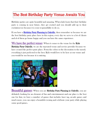 Birthday Party Planning in Oakville