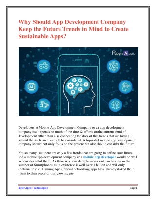 Why Should App Development Company Keep the Future Trends in Mind to Create Sustainable Apps?