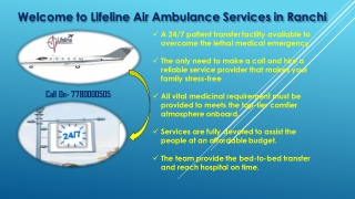 Get Low-Cost Air Ambulance Services in Ranchi by Lifeline