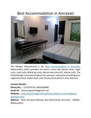 Best Accommodation in Amravati