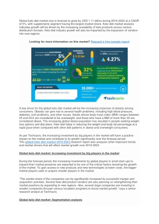 Global Ketogenic Diet Market Industry Status, Sales, Size, Share, Growth, Future Trend, Diet Research Report Analysis by