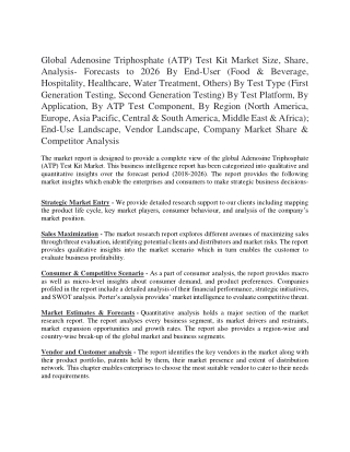Global Adenosine Triphosphate (ATP) Test Kit Market