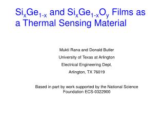 Si x Ge 1-x and Si x Ge 1-x O y Films as a Thermal Sensing Material