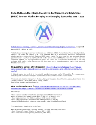 India Outbound Meetings, Incentives, Conferences and Exhibitions (MICE) Tourism Market Foraying into Emerging Economies