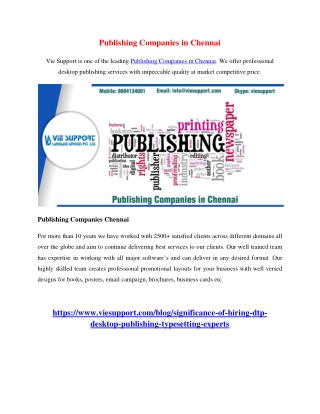 Publishing Companies in Chennai