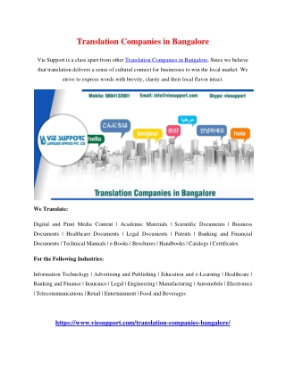 Translation Companies in Bangalore